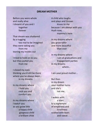 :2%;<,<"$5%2)
Z&)$0&!.$6!7&0&!72$%&!!
1(5!0&1%%.!1%/B&!
9!50&1+4!$)!.$6!1(5!9!
!4$3&42&0!
!)$0&B&0!
:214!50&1+!71,!,21=&0&5!
-.!1!4633/(3!!
!4$$!0&1%!4$!-&!/+13/(&5!
42&.!7&0&!41K/(3!.$6!
!)0$+!+&!
4&10/(3!+.!/(,/5&,!$64!
9!40/&5!4$!2$%5!$(!4$!.$6!
-64!42&.!*6%%&5!.$6!
!)0$+!+&!
9!#%$,&5!+.!&.&,!
42/(K/(3!.$6[5!,'%%!-&!42&0&!
72&0&!.$6[B&!1%71.,!-&&(<!
!/(!+.!50&1+,!
9(!+.!50&1+,!72&0&!
!9!2$%5!.$6!
!0$#K!.$6!1(5!
!#$+)$04!.$6!
9(!+.!50&1+,!72&0&!
9!714#2!.$6!
1,!.$6!30$7!/(4$!
!1!21**.!#2/%5!
!!3$03&$6,!#2/%5!
!1!-0/%%/1(4!#2/%5!
"!#2/%5!72$!%1632,!
1(5!*%1.,!1(5!420$7,!
!K/,,&,!4$!+&!
-,&!9!1+!1%71.,!7/42!.$6!
6,2!($7M!!
!+1++1[,!2&0&!
9(!+.!50&1+,!72&0&!
.$6!30$7!41%%&0!
1(5!+$0&!-&16')6%!
!421(!&B&0!
9(!+.!50&1+,!72&0&!
!9!1+!14!301561'$(,!1(5!
!S(313&+&(4!*10'&,!
9(!+.!50&1+,!!
! !72&0&<!
9!1+!.$60!*0$65!+$42&0<!
Z64!42&(!
/(!+.!50&1+!
.$60!+$42&0!460(,!
1(5!,2&[,!!
!($4!+&8!
9!71K&(!7/42!
!1!,4104!
4$!1!(/324+10&!
$)!&+*'(&,,!1(5!
!%$(&%/(&,,!
,$1K&5!7/42!4&10,!
!1(5!,7&14!8!8!8!
 