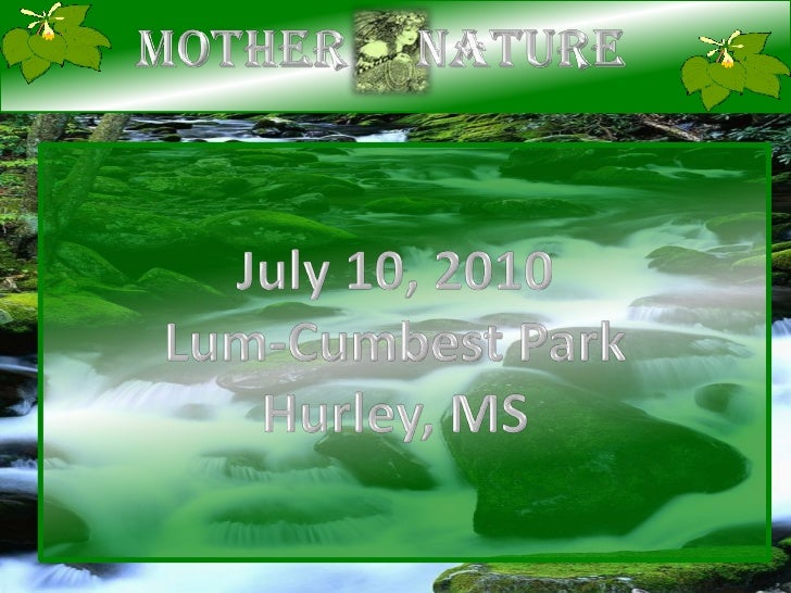 Mother     Nature<br />July 10, 2010<br />Lum-Cumbest Park<br />Hurley, MS<br />