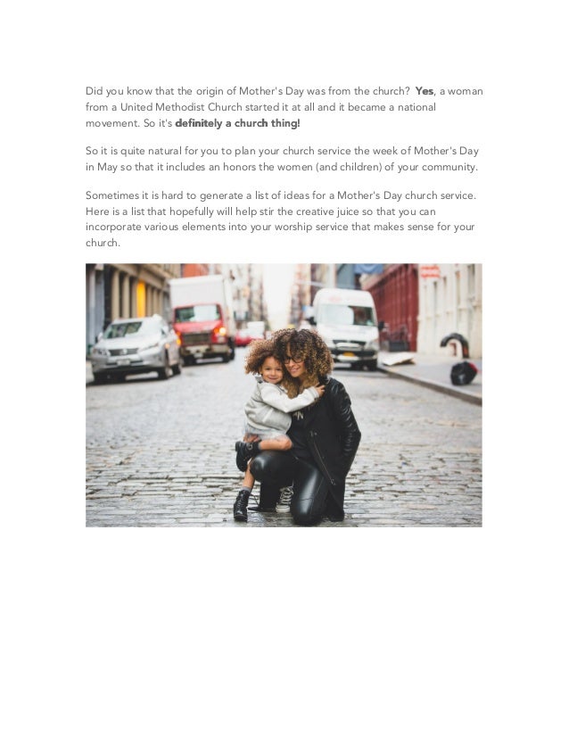 mother's day church service ideas