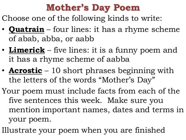 Mother's day sentences