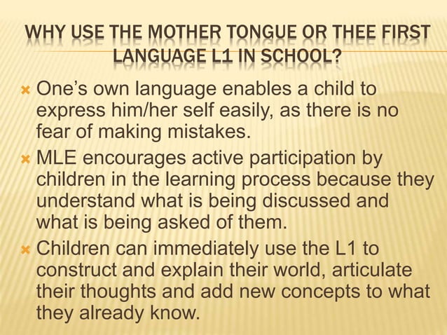 mother tongue based multilingual education essay