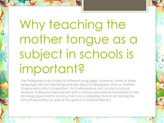 Mother Tongue Based - Multilingual Education (MTB-MLE) in Philippines ...