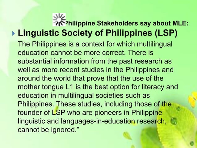 Mother Tongue Multilingual Education (MTB-MLE) | PPTX | Education
