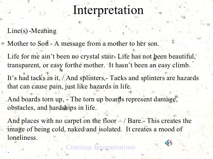 Poetry Explication Of Mother To Son