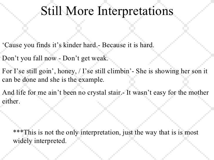 Mother To Son, Poem Analysis mother to son essay