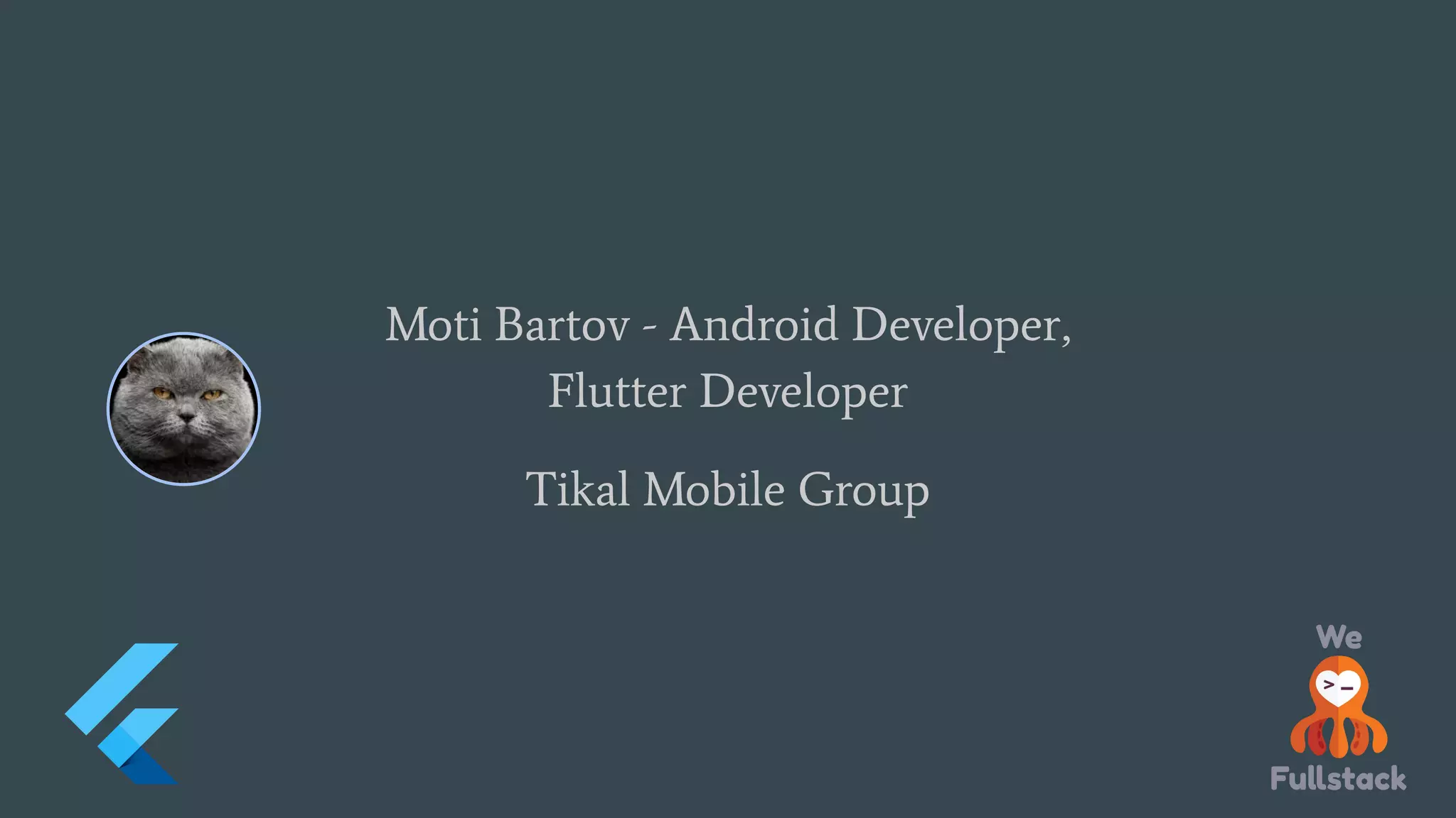 Moti Bartov - Android Developer,
Flutter Developer
Tikal Mobile Group
 