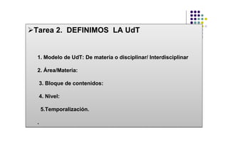 Tarea 2. DEFINIMOS LA UdT


1. Modelo de UdT: De materia o disciplinar/ Interdisciplinar

2. Área/Materia:

 3. Bloque de contenidos:

 4. Nivel:

    5.Temporalización.

.
 