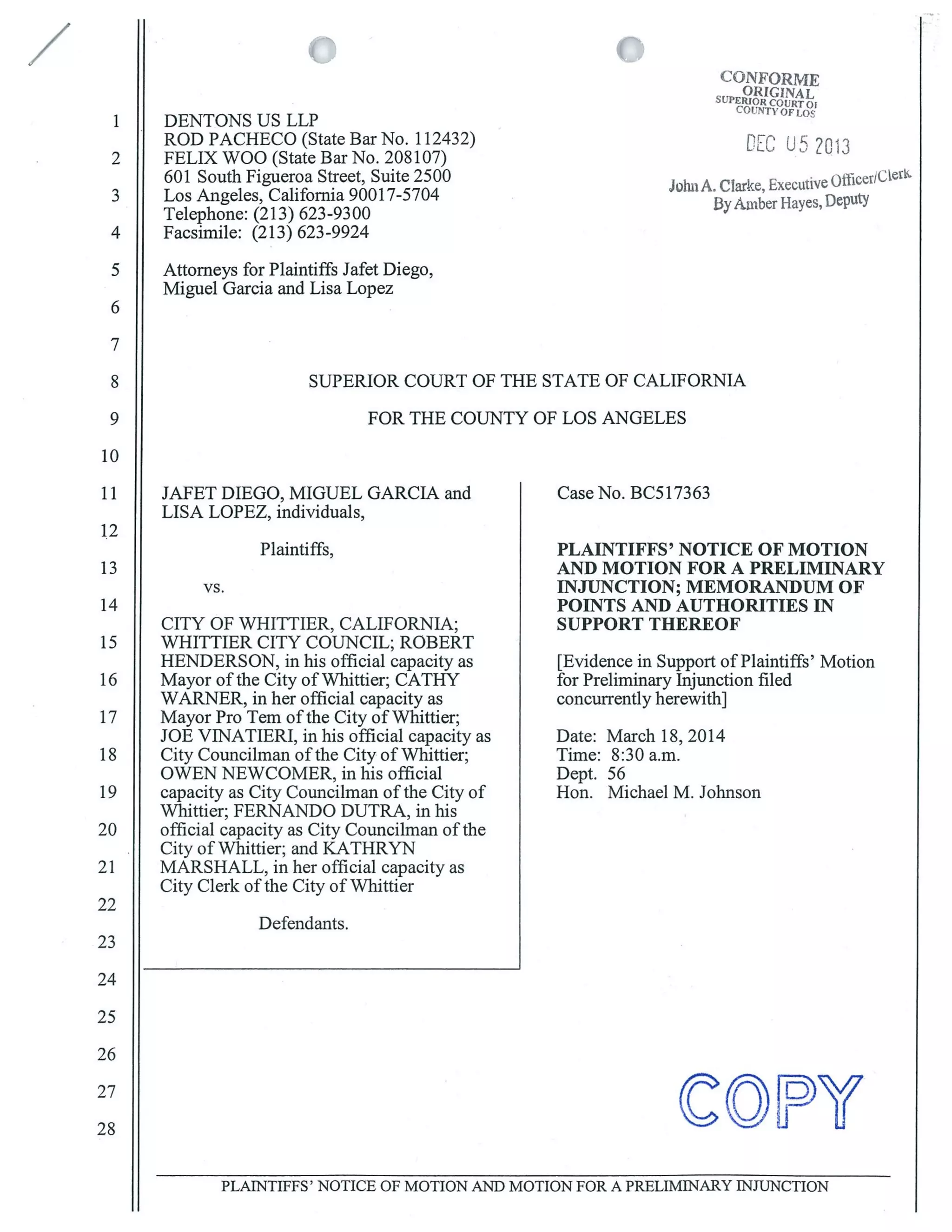 Dec. 5, 2013 Motion for pi