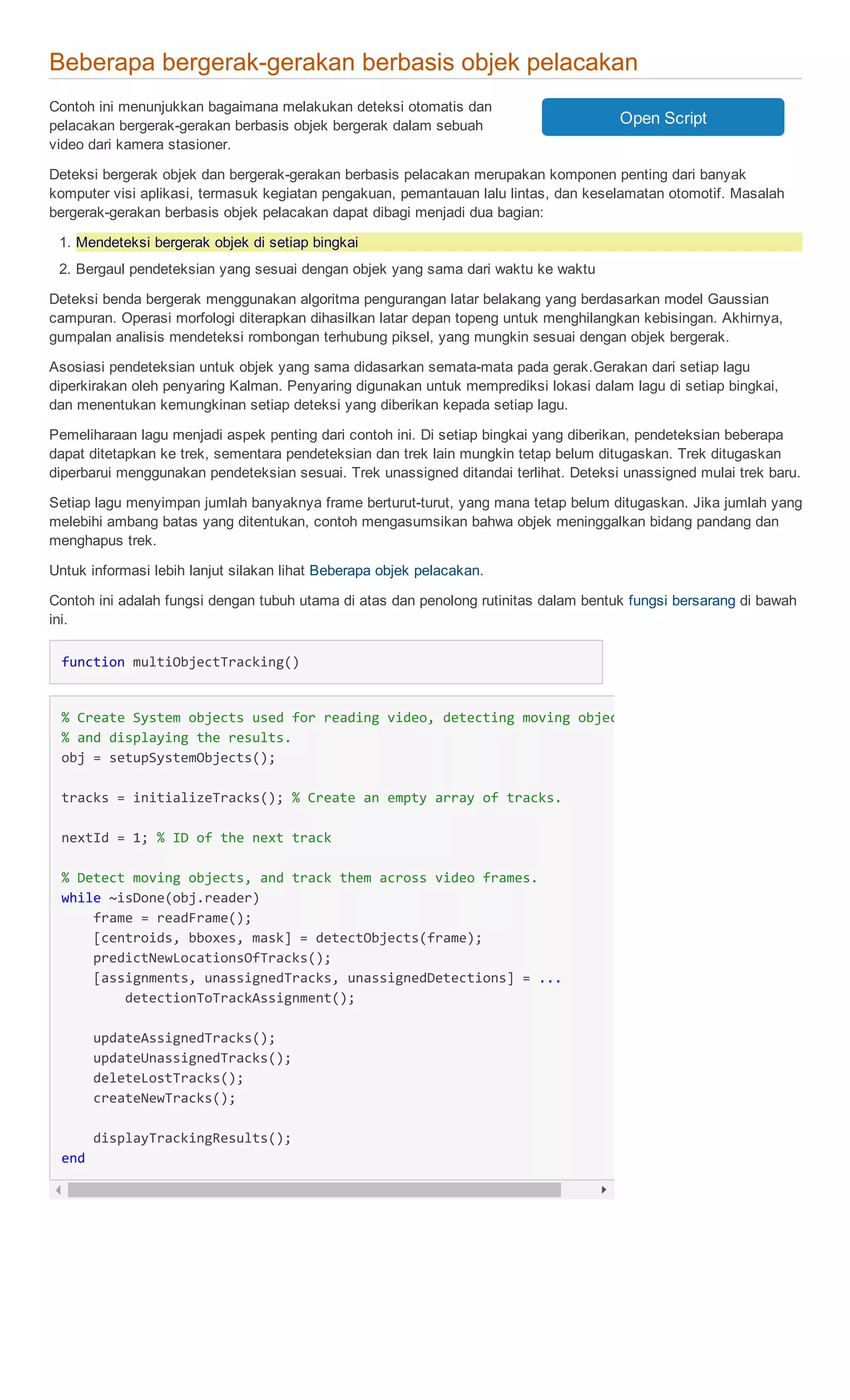 Motion based multiple object tracking - matlab & simulink example | PDF