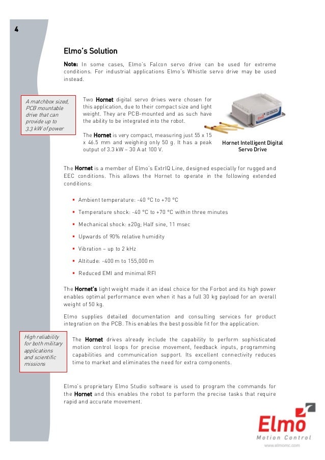 Motion control application forradio controlled robot