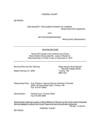 sample motion for reconsideration for federal court sample motion for reconsideration for federal court