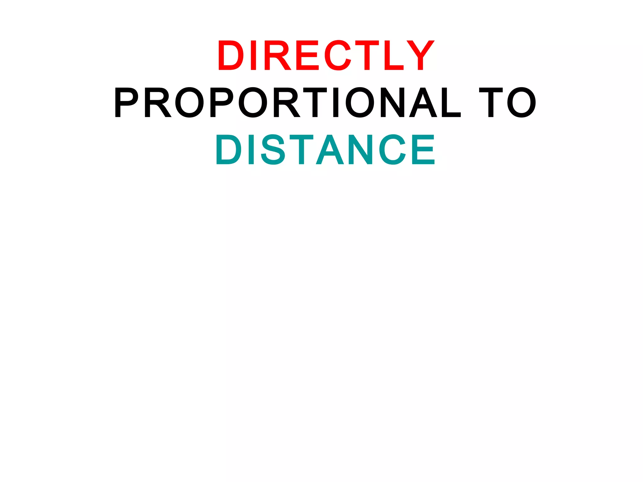 DIRECTLY
PROPORTIONAL TO
DISTANCE
 
