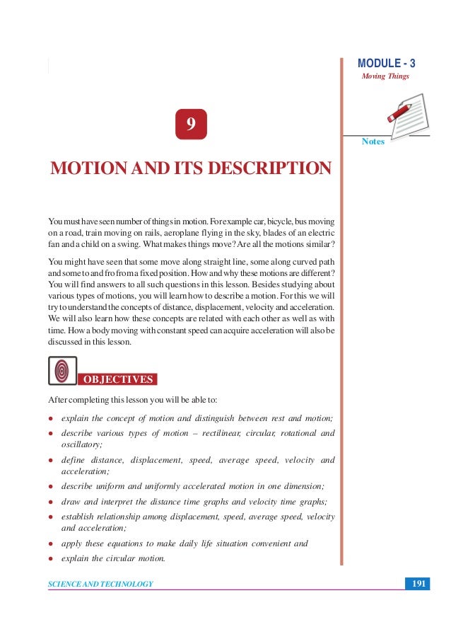 Motion and its description