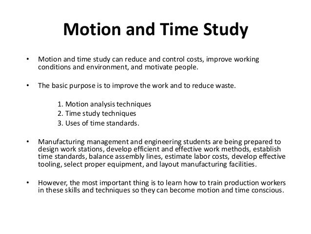 Motion Time Study Chart