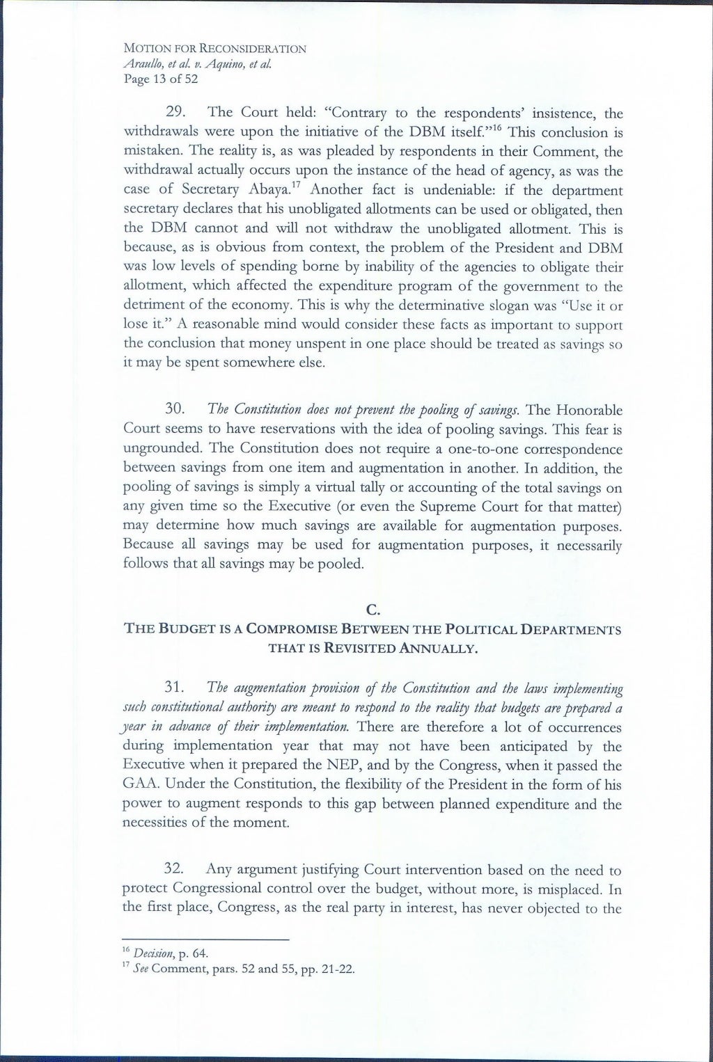 Motion for reconsideration