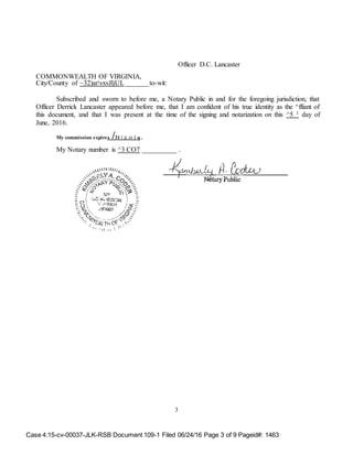 Motion for Reconsideration att Doc 109 1 06 24 2016 (Affidavits of