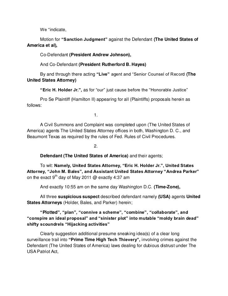 Motion for sanctions against The United States Attorney Eric H. Holde…