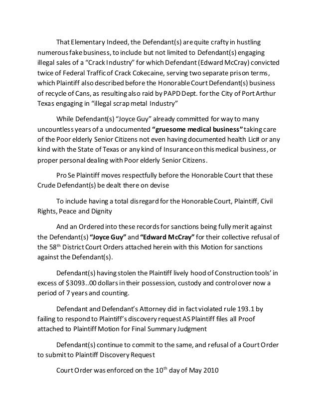 Motion for sanctions