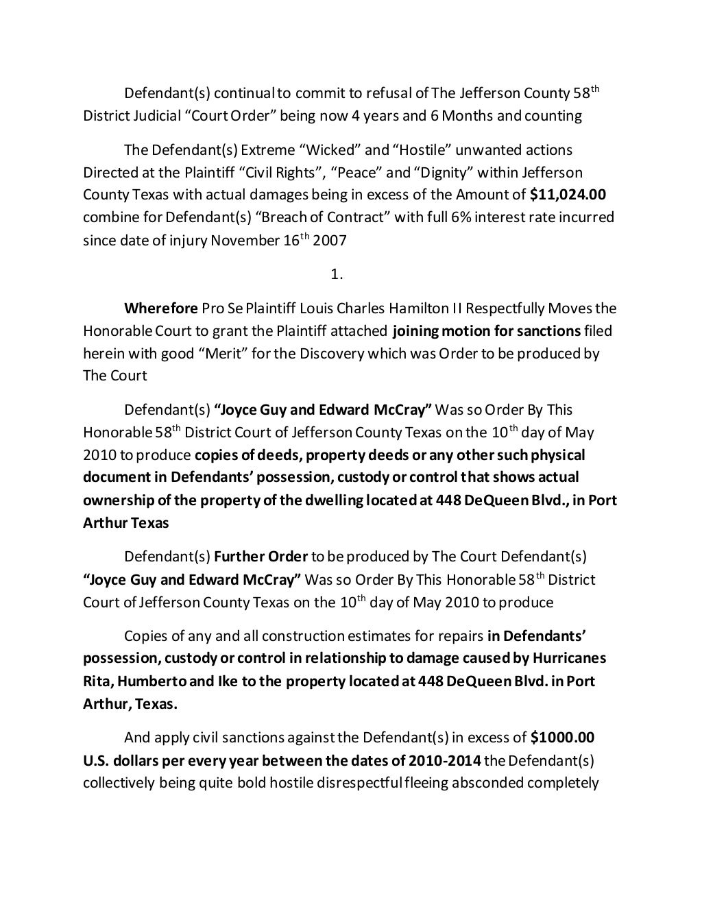 Motion for sanctions