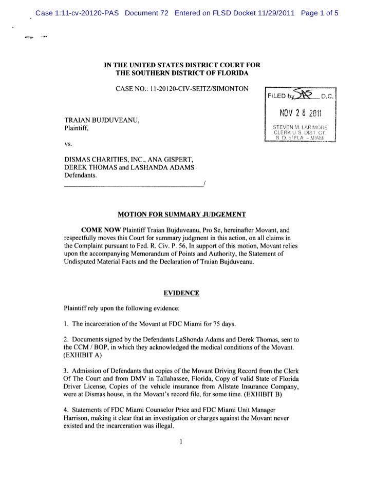 Motion For Summary Judgment Template Motion For Summary Judgment Template