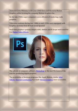 Motion Graphics Vs VFX | PDF