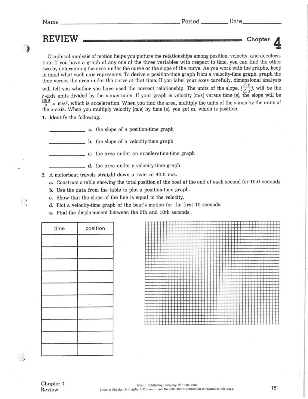 Motion graph worksheets