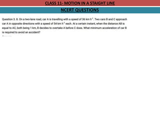 CLASS 11- MOTION IN A STAIGHT LINE
NCERT QUESTIONS
 