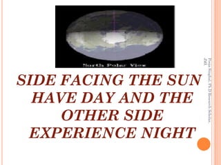 JMI.
                      Pooja Singhal, Ph.D Research Scholar,
SIDE FACING THE SUN
  HAVE DAY AND THE
     OTHER SIDE
 EXPERIENCE NIGHT
 