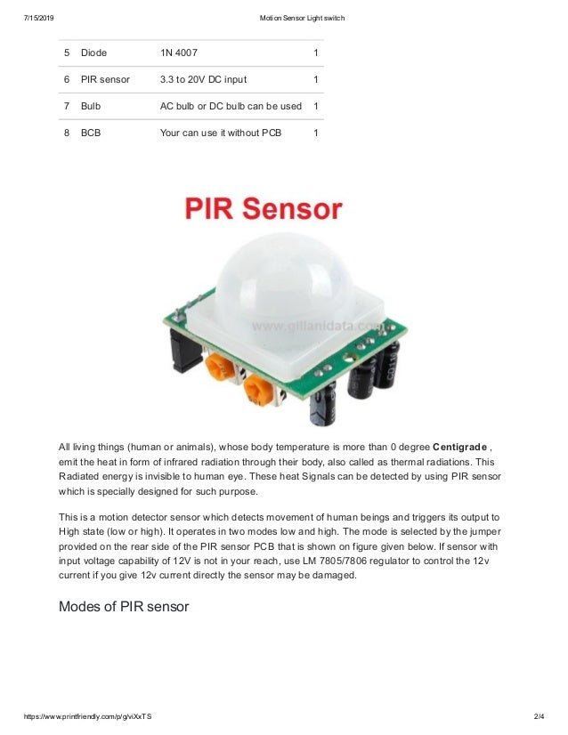 Motion sensor light switch