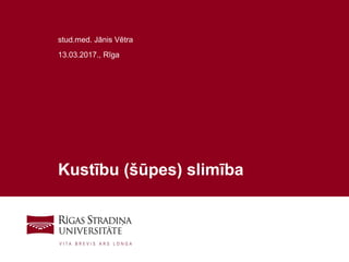 1
Kustību (šūpes) slimība
stud.med. Jānis Vētra
13.03.2017., Rīga
 