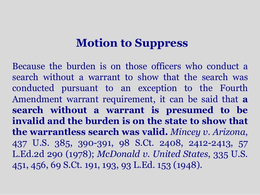 Motions to Suppress v. Motions in LImine Criminal Motions P…