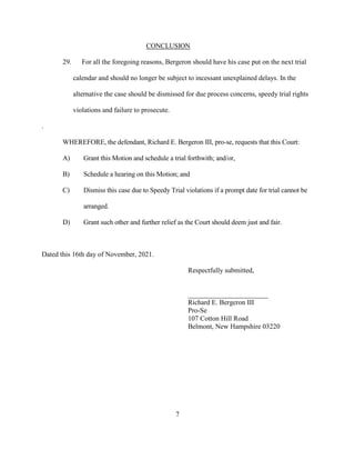 Motion to Schedule Trial (Speedy Trial Rights) | PDF