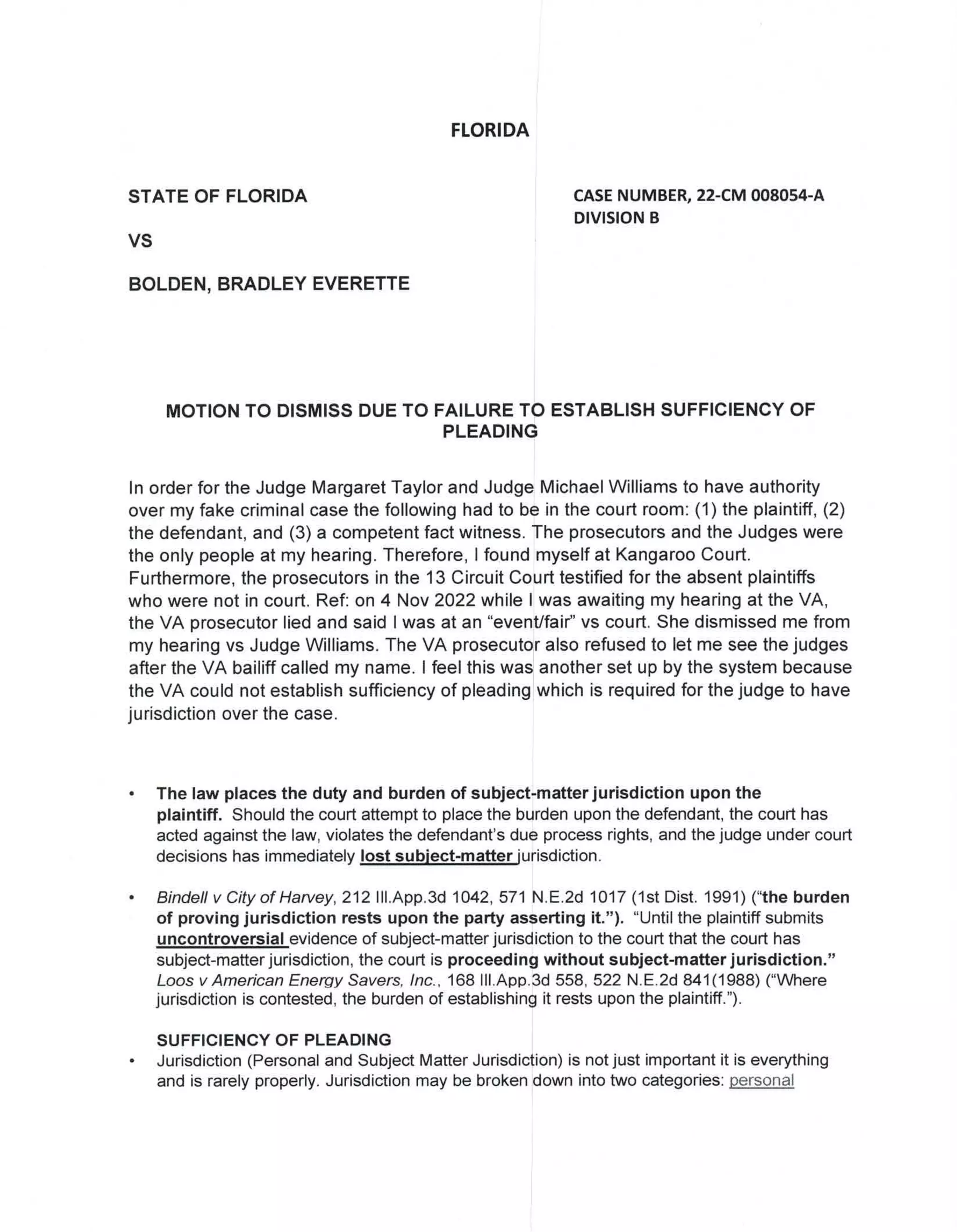 Motion To Dismiss Example.pdf MOTION TO DISMISS CASE DUE TO FAILURE TO ESTABLISH SMJ.pdf