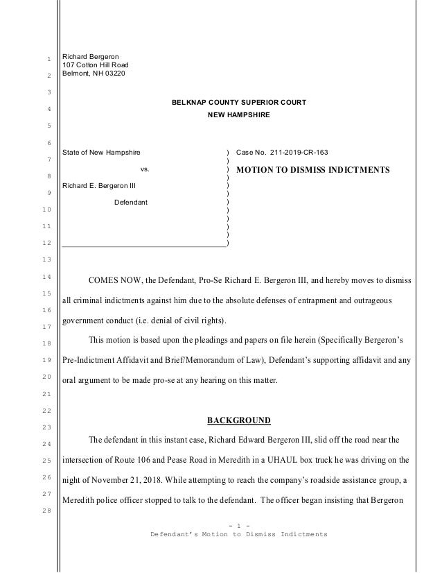 Defendant's Motion to Dismiss Indictments Filed by Belknap County Att…