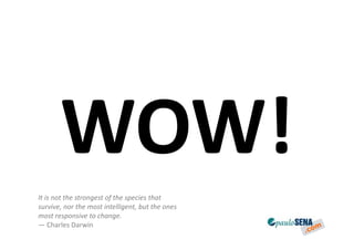 It is not the strongest of the species that
survive, nor the most intelligent, but the ones
most responsive to change.
— Charles Darwin
 