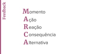 Feedback
M
A
R
C
A
omento
ção
eação
onsequência
lternativa
 
