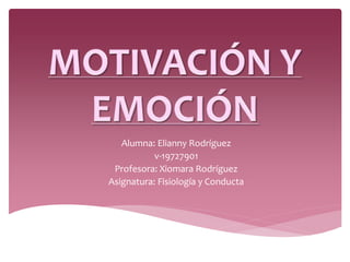 Alumna: Elianny Rodríguez
v-19727901
Profesora: Xiomara Rodríguez
Asignatura: Fisiología y Conducta
 