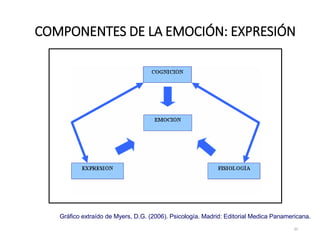 COMPONENTES DE LA EMOCIÓN: EXPRESIÓN
35
Gráfico extraído de Myers, D.G. (2006). Psicología. Madrid: Editorial Medica Panamericana.
 