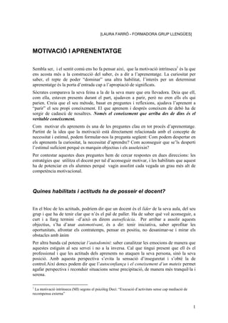 LA MOTIVACIÓ EN L'AULA