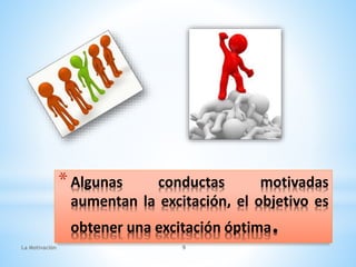 *Algunas conductas motivadas
aumentan la excitación, el objetivo es
obtener una excitación óptima.
La Motivaciòn 9
 