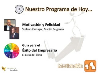 Nuestro Programa de Hoy…

             Motivación y Felicidad
             Stefano Zamagni, Martin Selgiman




             Guía para el
             Éxito del Empresario
             El Ciclo del Éxito



Nuevo León
 