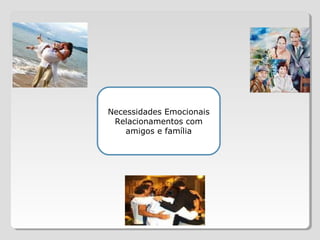 Necessidades Emocionais
Relacionamentos com
amigos e família
 