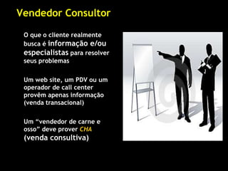 Clientes estão bem informados Conhecem bem o produto Percebem que o produto/serviço é algo facilmente substituível(ex.: um cartucho de impressão) Atentos ao custo (e qualidade) Não apreciam o tempo/custo gasto com o pessoal de vendas