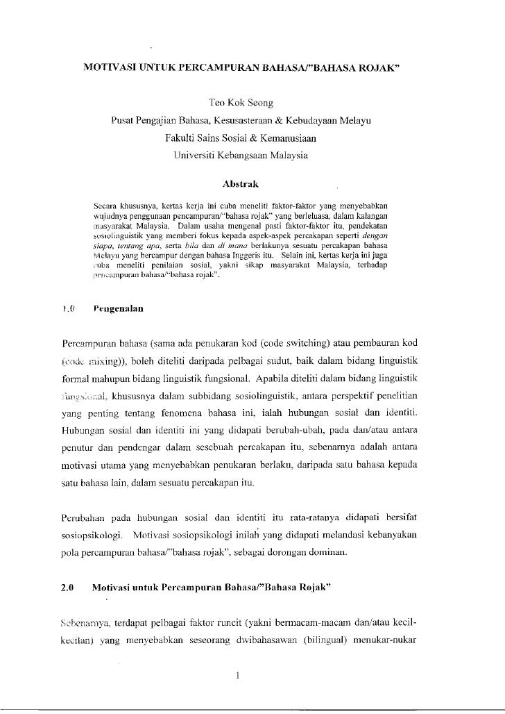 Motivasi Untuk Percampuran Bahasa Prof Dr Teo Kok Seong 001
