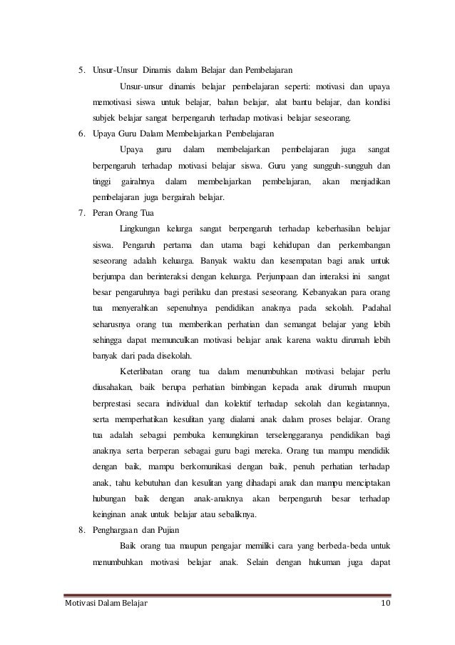 Motivasi Dalam Belajar Dan Pembelajaran Makalah Bdp