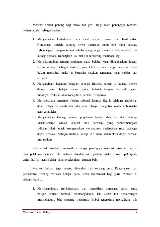 Contoh Makalah Motivasi Belajar