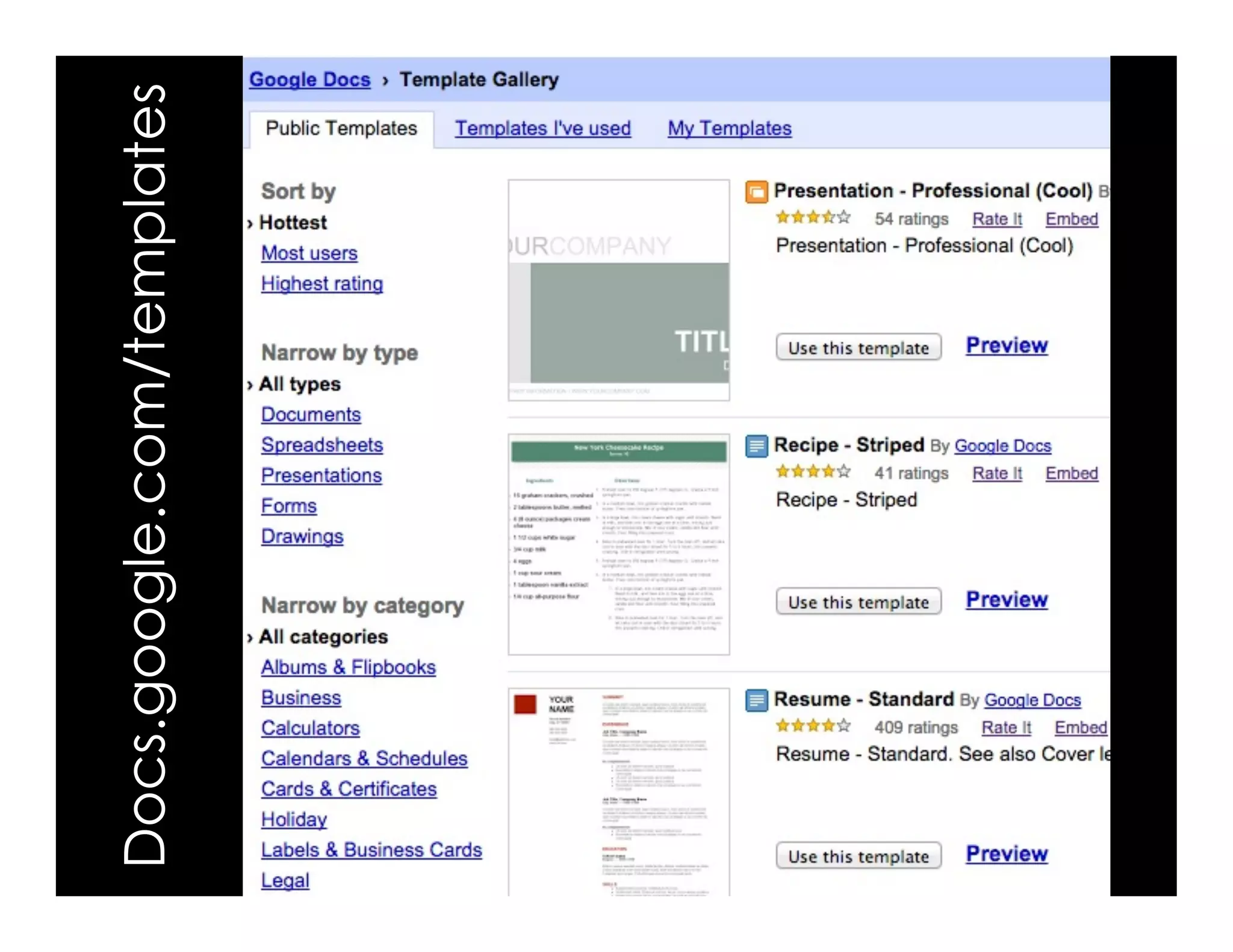 Docs.google.com/templates
 