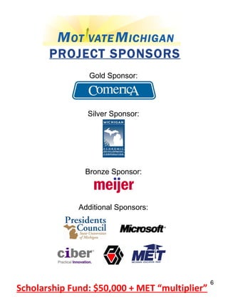 PROJECT SPONSORS Gold Sponsor: Silver Sponsor: Bronze Sponsor: Additional Sponsors: Scholarship Fund: $50,000 + MET “multiplier” 