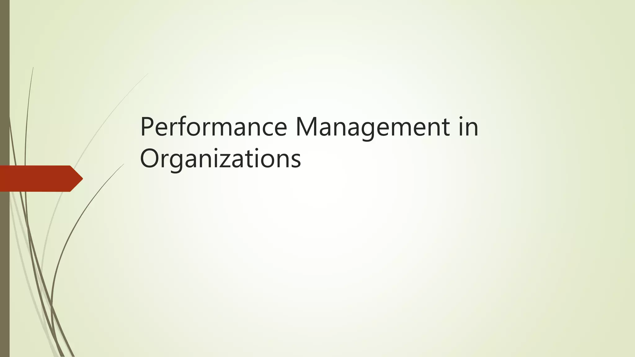 Performance Management in
Organizations
 