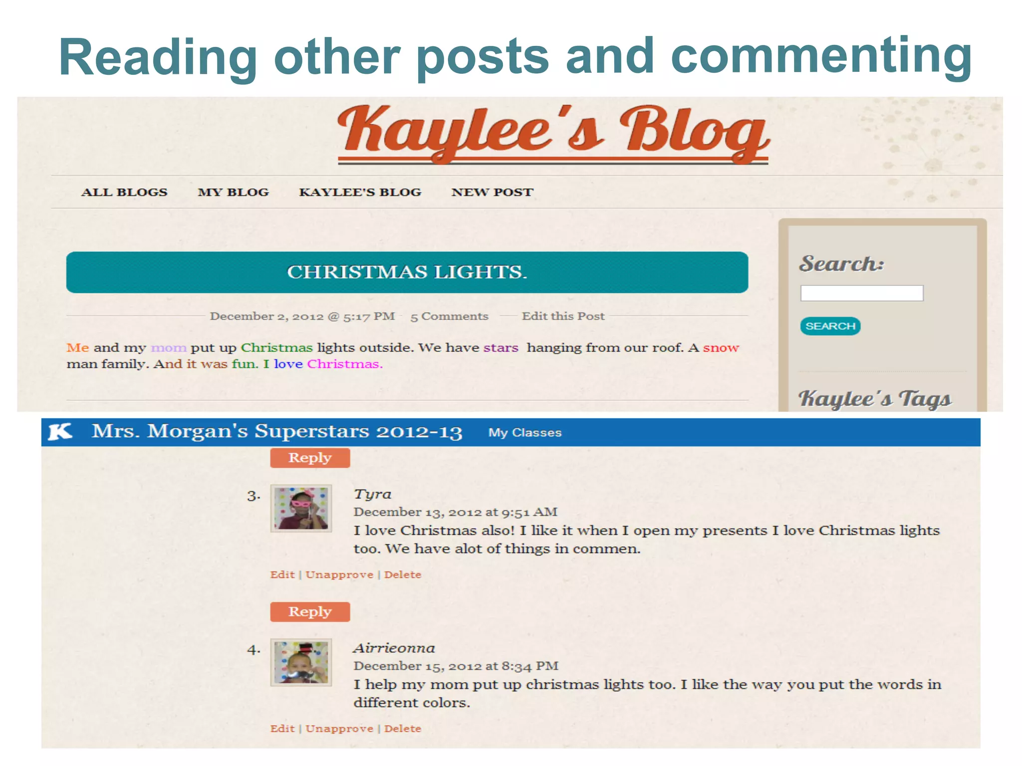 Reading other posts and commenting
 